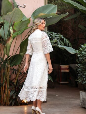 VESTIDO MIDI RENDA JOSEPHINE OFF WHITE