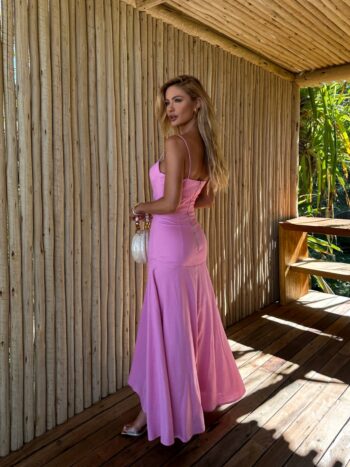 VESTIDO MIDI VISCOLINHO ROSAS