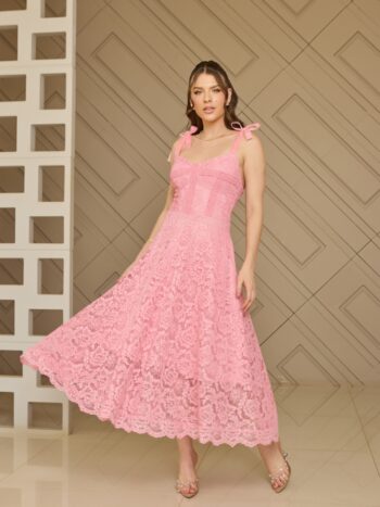 VESTIDO MIDI ROSA l