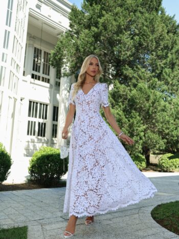 VESTIDO MIDI RENDA LACE BRANCO