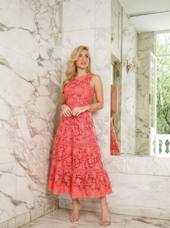 VESTIDO MIDI LAISE GUEST CORAL