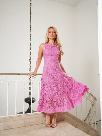 VESTIDO MIDI LAISE GUEST ROSA