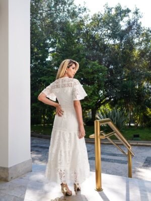 VESTIDO MIDI RENDA GRACE OFF WHITE