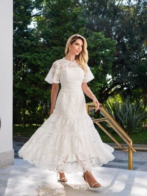 VESTIDO MIDI RENDA GRACE OFF WHITE