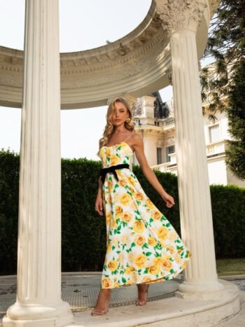 VESTIDO MIDI SUBLIME FLORAL AMARELO