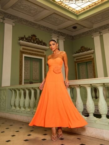 VESTIDO MIDI HARMONIA LARANJA