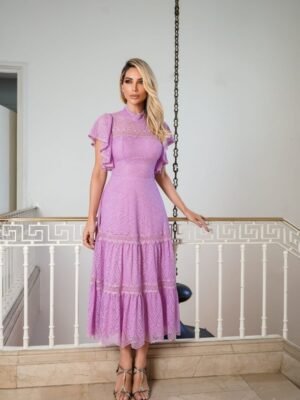 VESTIDO MIDI MIRELA LAVANDA (REPOSIÇÃO)