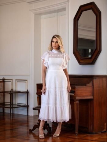 VESTIDO MIDI MIRELA OFF WHITE