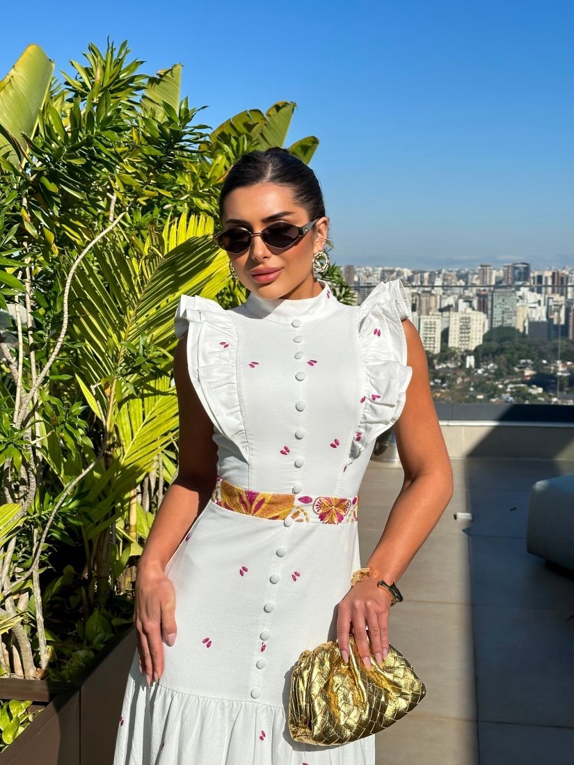 VESTIDO MIDI BORDADO ALONDRA OFF WHITE - Imagem 4