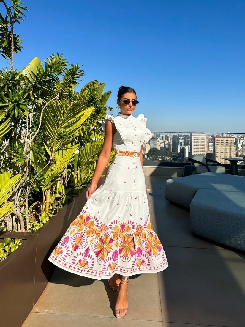 VESTIDO MIDI BORDADO ALONDRA OFF WHITE - Imagem 5