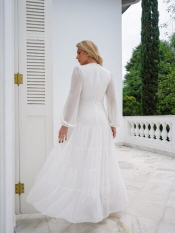 VESTIDO LONGO MUSSELINE OFF WHITE