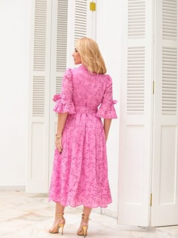 VESTIDO MIDI LAISE PINK BOTÕES