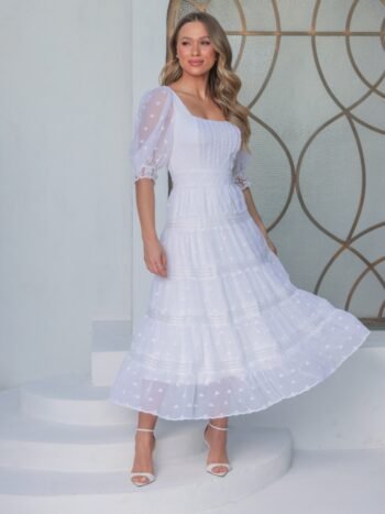 Vestido Midi Magnólia Off White