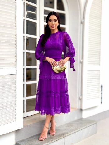 VESTIDO MIDI ROMA UVA