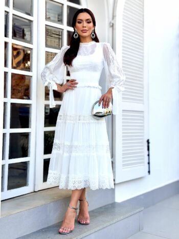 VESTIDO MIDI ROMA OFF WHITE