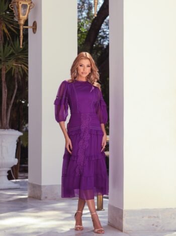 VESTIDO MIDI CHIFFON EXCLUSIVE UVA