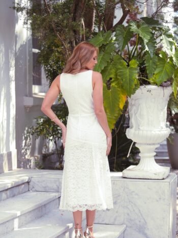 VESTIDO MIDI RENDA ESSENCE OFF WHITE