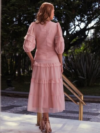VESTIDO MIDI CHIFFON EXCLUSIVE ROSÊ