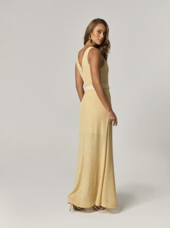 VESTIDO MIDI BEGE COM CINTO