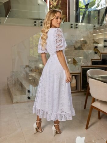 VESTIDO MIDI GUIPPIR OFF WHITE