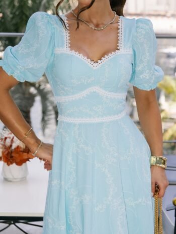 VESTIDO MIDI AZUL EM VISCOLINHO