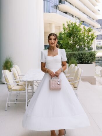 Vestido Midi Crepe Off White