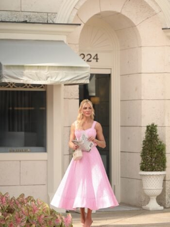 Vestido Midi Renda Rosé Fleur de Lune