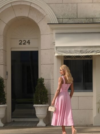 Vestido Midi Renda Rosé Fleur de Lune