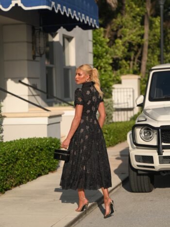 Vestido Midi Midnight Lace Renda Floral