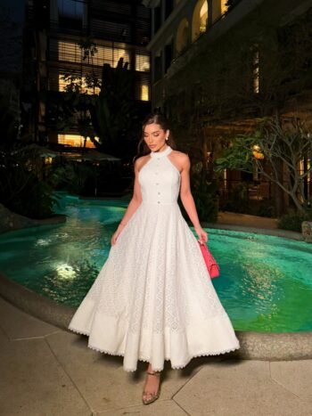 Vestido Midi Renda Fresh Pureza Off White