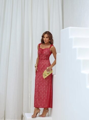 Vestido Pergia Renda Vermelha