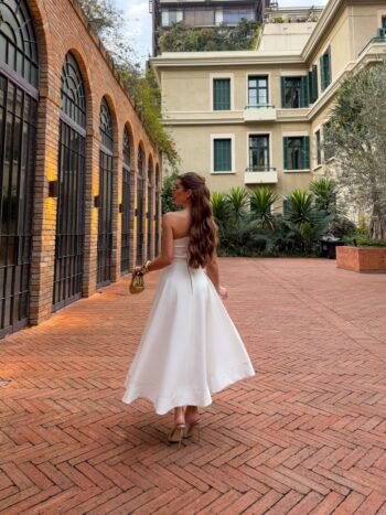 Vestido Midi Crepe Fresh Essenza Off White