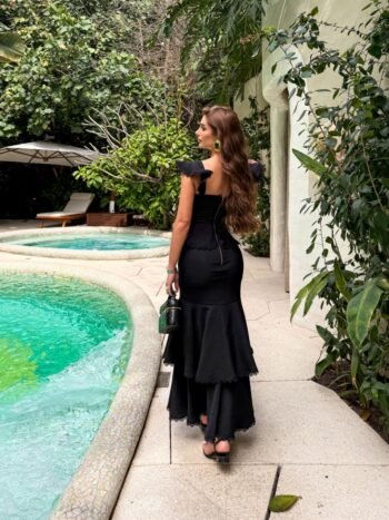 Vestido Midi Crepe Ravena Preto Fresh