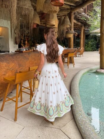 Vestido Midi Branco em Cambraia Aurora