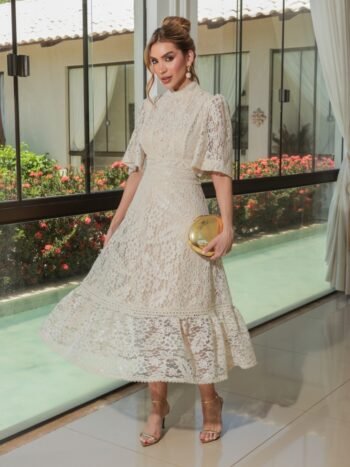 Vestido Midi Eveline Areia