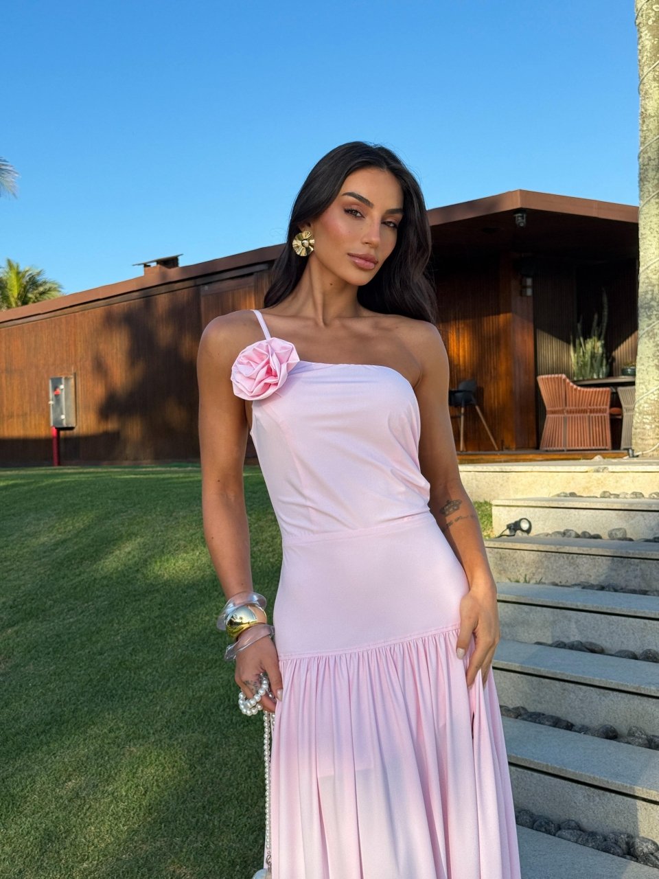 Vestido Midi Rosa Manoela - Imagem 3