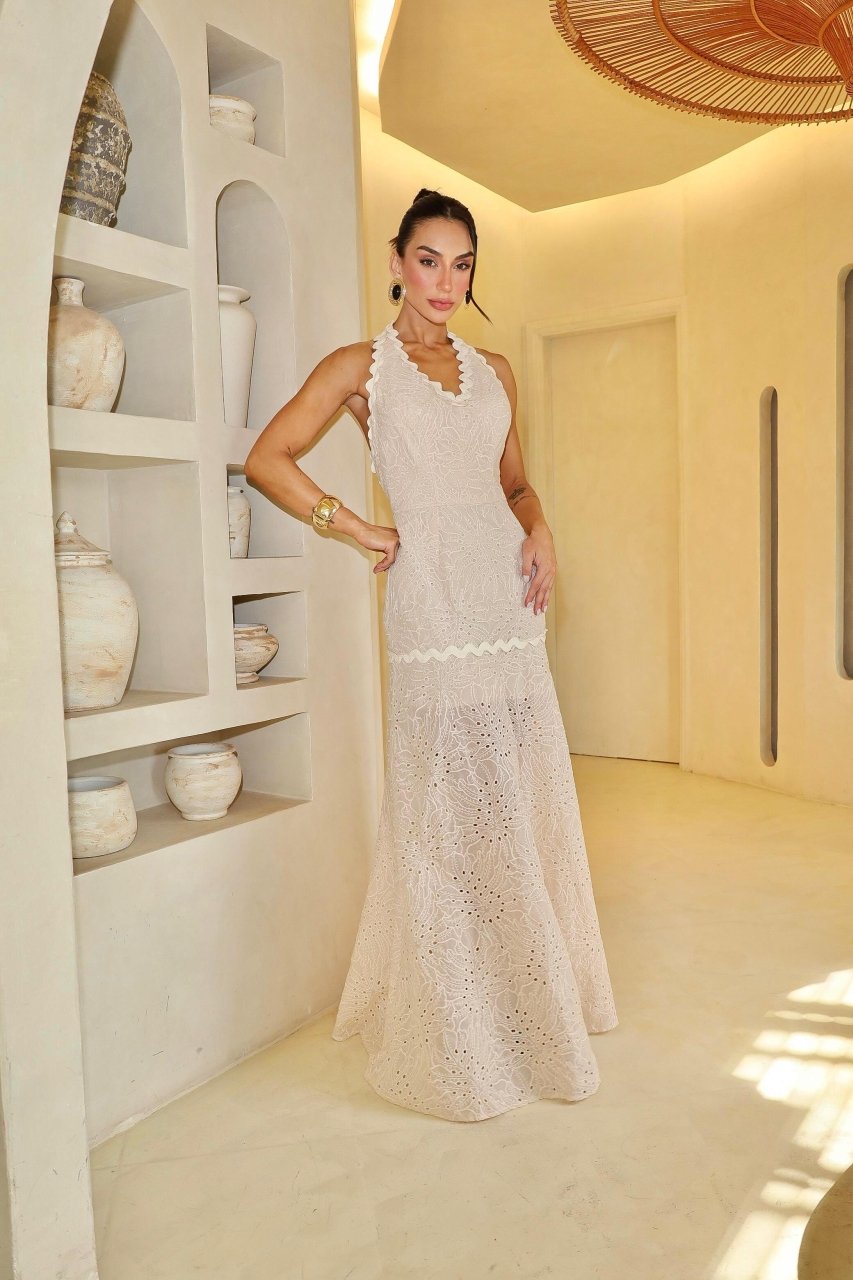 Vestido Longo Nataly Creme - Imagem 4
