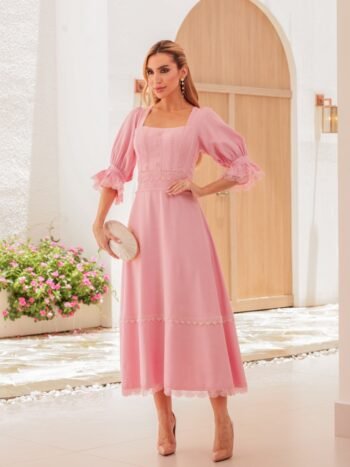 Vestido Midi Poliana Rosa