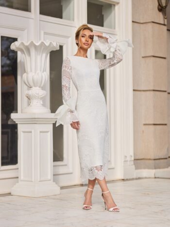 Vestido Mídi em Guippir Laço Lírio