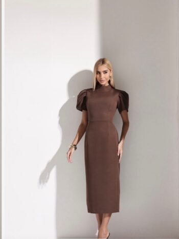 Vestido Midi Alfaiataria Premium Marrom