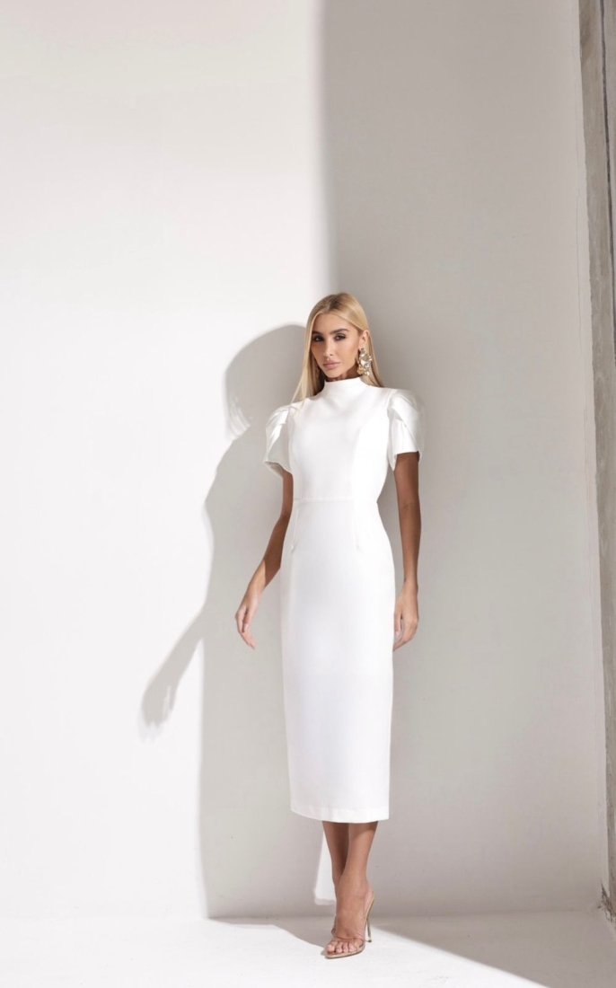 Vestido Midi Alfaiataria Premium Off White