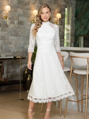 Vestido Midi Renda Karina Off White