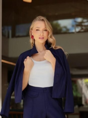CONJUNTO CALÇA E BLUSA AZUL