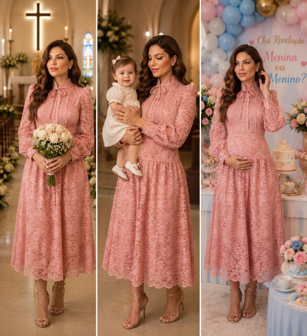 Vestido Midi Renda Viviane Rosê - Imagem 7