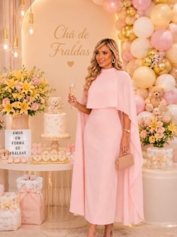 Vestido Maxi Midi Celine Rosa