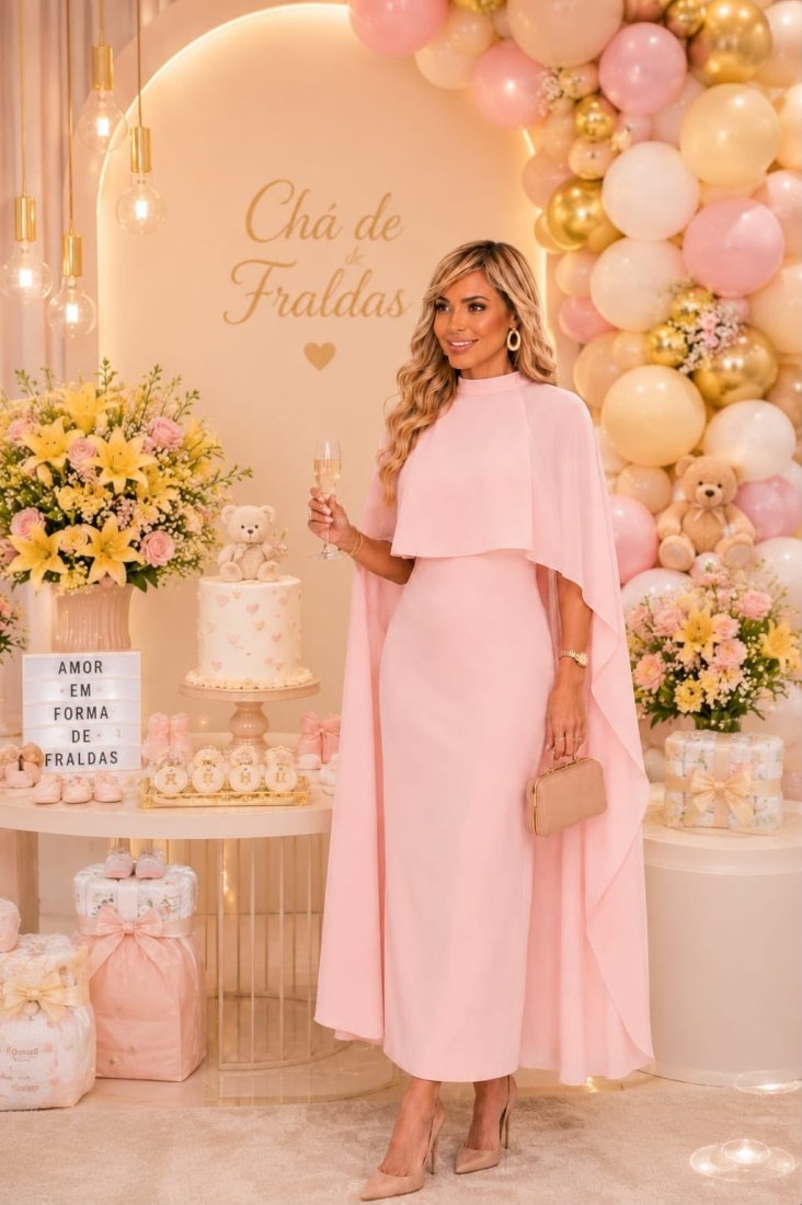 Vestido Maxi Midi Celine Rosa