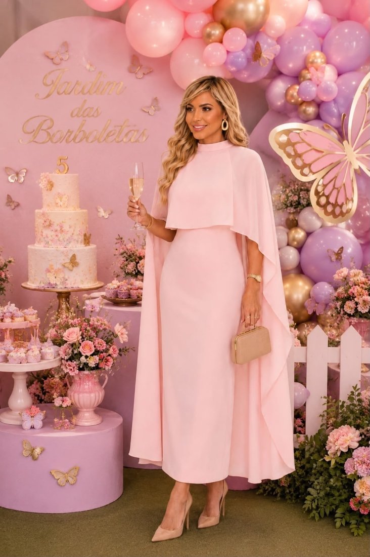Vestido Maxi Midi Celine Rosa - Imagem 3
