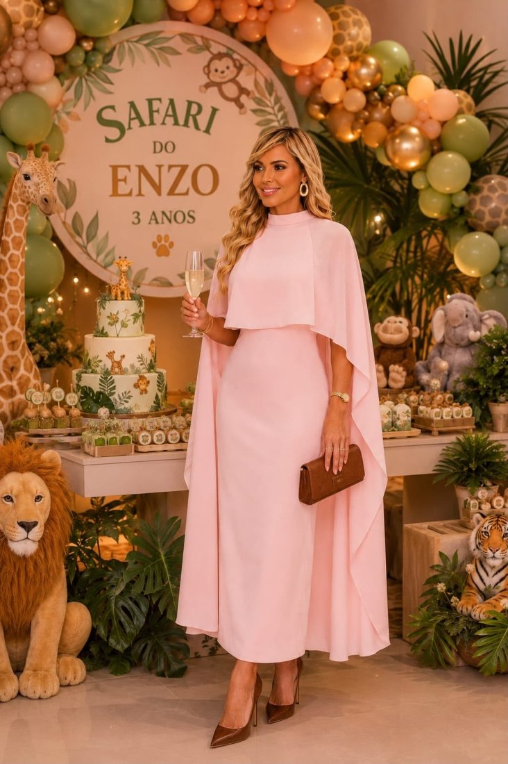 Vestido Maxi Midi Celine Rosa - Imagem 5