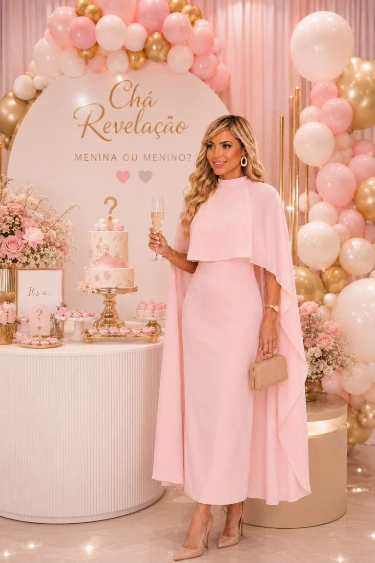 Vestido Maxi Midi Celine Rosa - Imagem 6