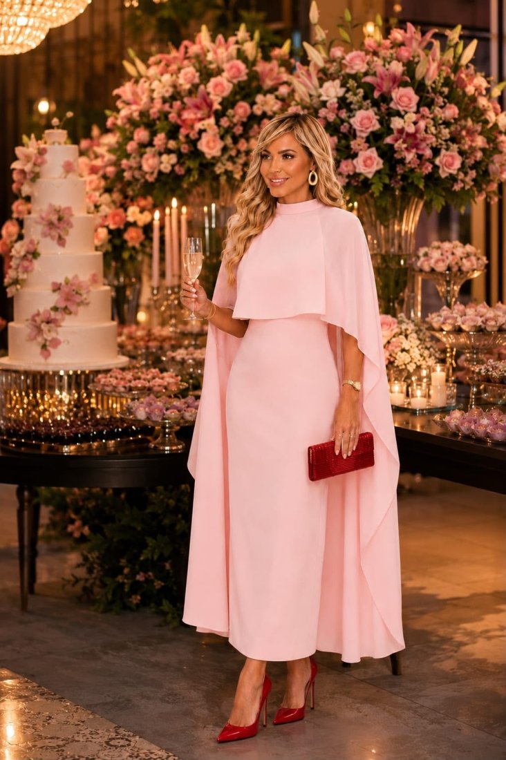 Vestido Maxi Midi Celine Rosa - Imagem 7